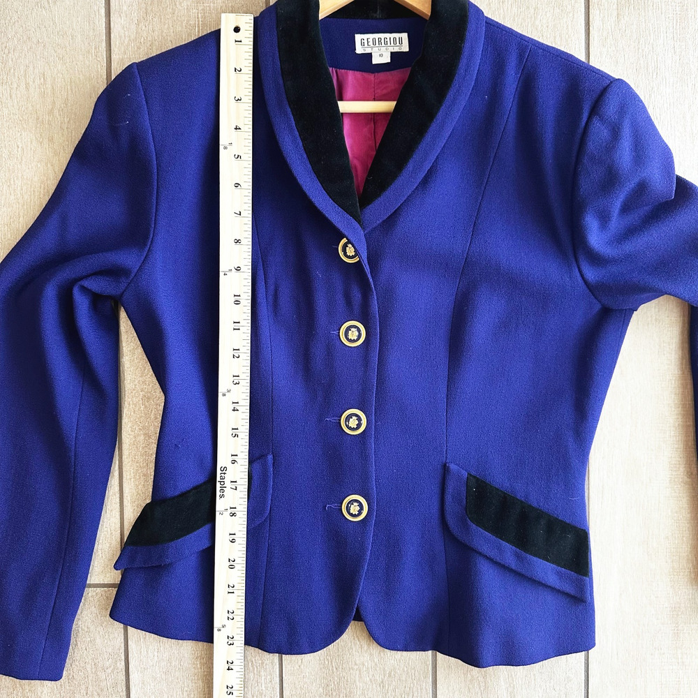 VTG Georgiou Studio Worsted Wool Blazer Womens 10 Preppy Old Money Equestrian - Picture 8 of 9